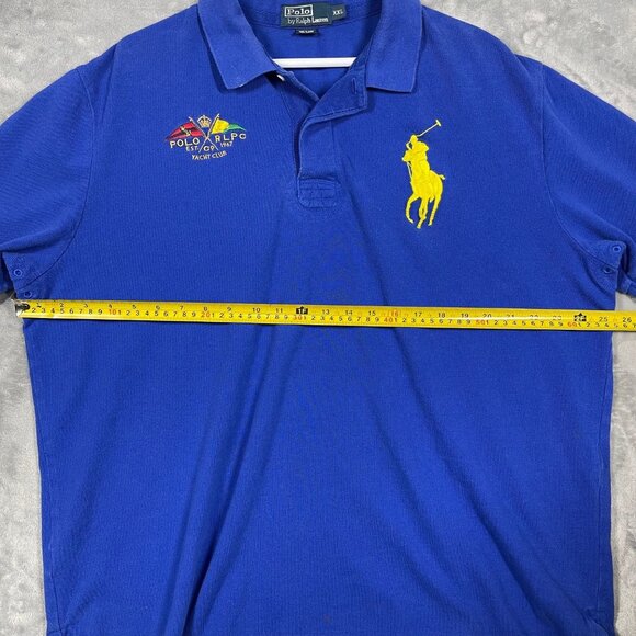 Polo by Ralph Lauren Blue Mens XXL Rugby Shirt Big Pony & Yacht Club Embroidery - Picture 9 of 11